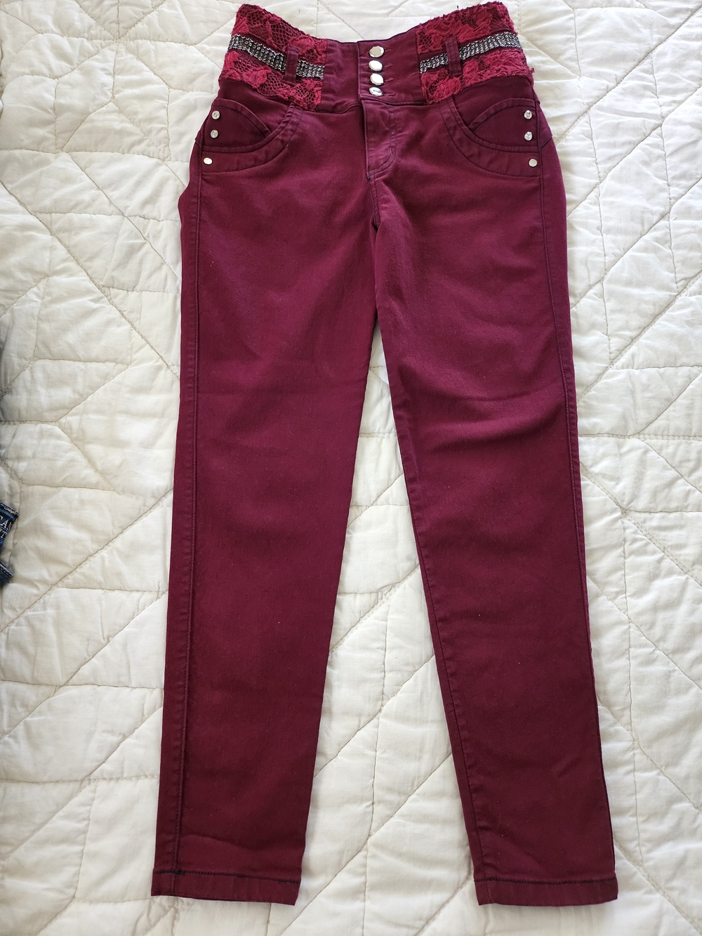 Kiwi High Rise Skinny Jeans - Lace Accented- Size 10